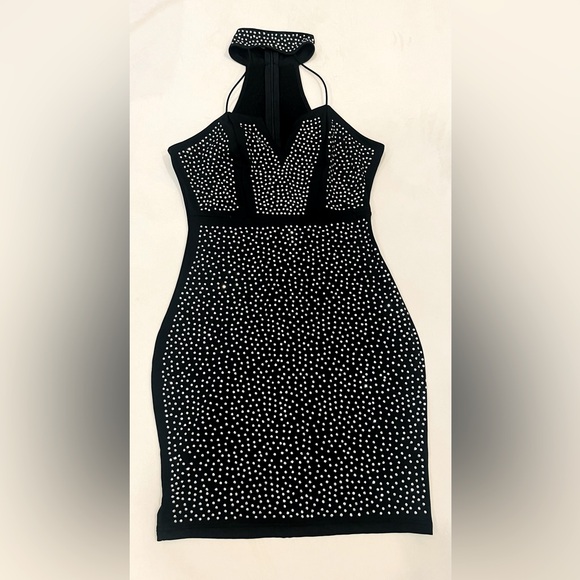 Black Rhinestone Bodycon Dress - Picture 2 of 5